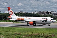 The former Easy Fly Express Airbus A300-600 wearing the disputed EasyFly titles S2-AIG Easy Fly Express Airbus A300C4-605R. (43166734815).jpg