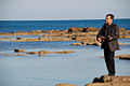 Saro Tribastone playing the Tzouras on the Mediterranean shore