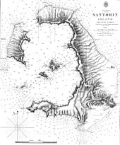 Santorin 1848 mit Palea-, Mikri- und Nea Kameni