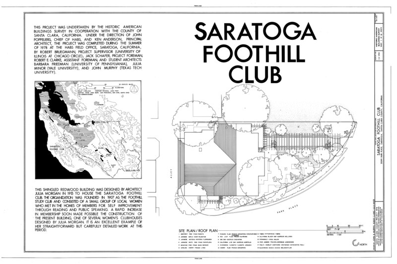 File:Saratoga Foothill Club, 20399 Park Place, Saratoga, Santa Clara County, CA HABS CAL,43-SARA,2- (sheet 1 of 10).tif