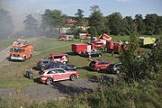 Scheunenbrand in Petersberg im September 2016, Feiuerwehreinsatz mehrerer Wehren inklusie der Feuerwehr Fulda und des Katastrophenschutzzuges.