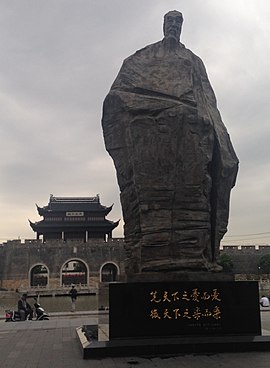 Patung Fan Zhongyan dan gerbang di depan Suzhou Station (dipotong).jpg