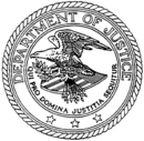 Sigiliul Departamentului de Justiție al Statelor Unite BW.png