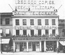 Offices of the Sheffield Daily Telegraph in 1898. Sheffield Telegraph.jpg