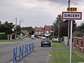 Sinceny (Aisne) city limit sign.JPG