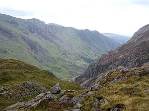 Slopes of Glyder Fawr, Afon Nant Peris far below - geograph.org.uk - 585751.jpg