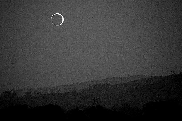 The eclipse in Bangui, Central African Republic at sunrise