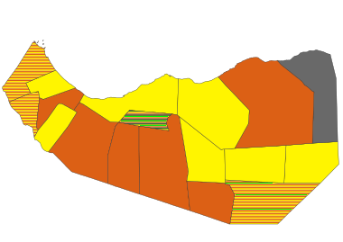 Map of the electoral results, showing the party with the highest number of seats by districts.