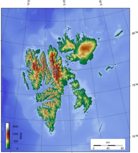 Topografická mapa Špicberk