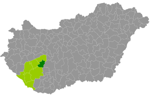 okres Tab na mapě Maďarska