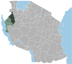 Location of the Kibondo district in Tanzania