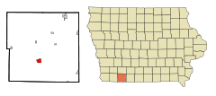 Taylor County Iowa Incorporated and Unincorporated areas Bedford Highlighted.svg