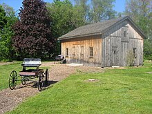 The carriage house used by Alexander Graham Bell in his early experiments (2012). The Bell Homestead National Historic Site, Brantford, Ontario, Canada, incl. Vistor Ctr, Henderson Home, Carriage House and Dreaming Place IMG 0023.JPG