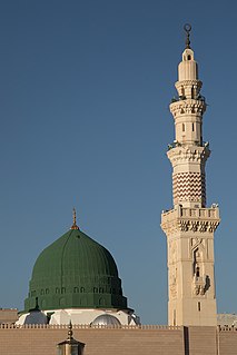 Green Dome Architectural dome on the Mosque of the Prophet in Medina, Saudi Arabia