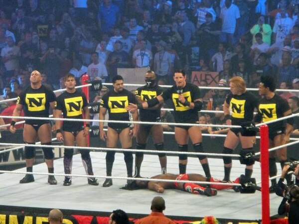 Reeves (far left) as Skip Sheffield at SummerSlam with The Nexus