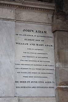 John Adam építész sírja az Ádám mauzóleumban, Greyfriars Kirkyard.jpg