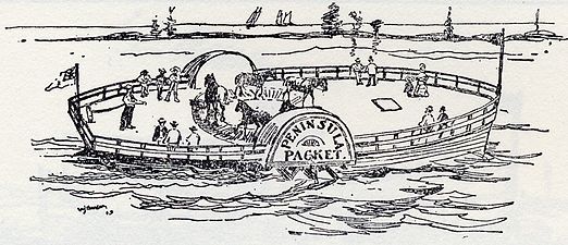Horse boat à Toronto, Canada, années 1840.