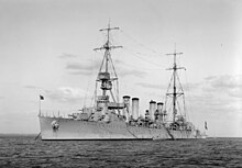 USS Memphis (CL-13) at anchor in Australian waters, in the 1920s (SLV H91.325.415).jpg