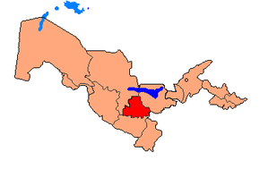 Harta regiunii Samarkand în cadrul Uzbekistanului