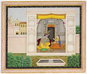 Krishna and Radha in Palace Scene