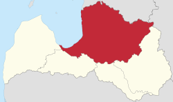 Location of Vidzeme in Latvia.