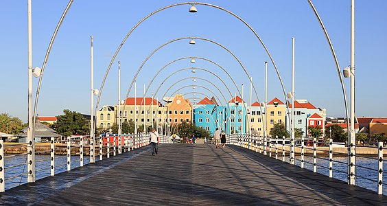 View of the district of Otrobanda, Willemstad, Curaçao, from Queen Emma Bridge