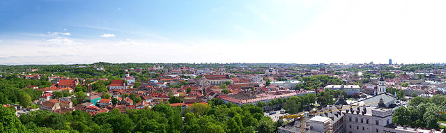 Panorama of the Vilnius Old Town, visible from atop the Gediminas Tower