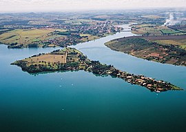 Vista aérea da Ilha do Cabaçal, ponto turístico de Pimenta