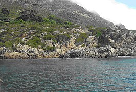 View toward the shore entry from the sea.