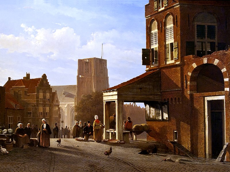 File:WLANL - Sandra Voogt - De vismarkt van Woudrichem, ca. 1850.jpg