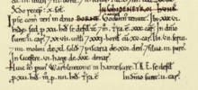 Part of the Warblitetone (Warblington) entry in the Domesday Book. Warblington.png