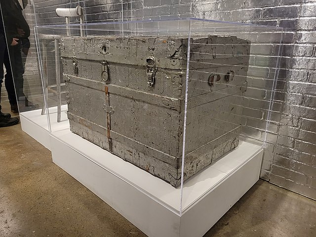 This prop trunk, used in Andy Warhol's Silver Factory, is where the copy of the "Up Your Ass" script Solanas gave Warhol was eventually found after Wa