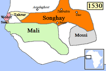 Area occupied by Mossi Kingdoms, c. 1530.