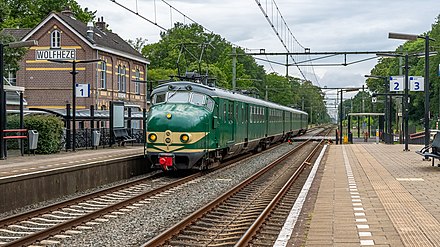 Old Dutch rolling stock is unlike rolling stock anywhere else in the world, since NS designed their own trains for almost all its rolling stock between the 1940s and 1990s. Shown is 766, a privately restored Mat '54 train, though another train of this type can be found in the Spoorwegmuseum.
