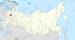 Jaroslavlin alueen sijainti Venäjällä, alla kaupungin sijainti alueella