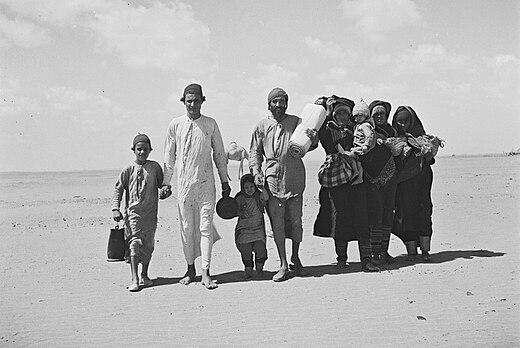 Jemenitisch-jüdische Familie auf dem Weg zu einem Flüchtlingslager