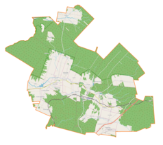 Mapa konturowa gminy Zagnańsk, blisko centrum na lewo znajduje się punkt z opisem „Samsonów”