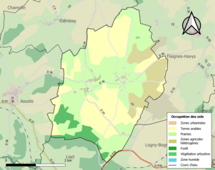 Barevná mapa znázorňující využití půdy.