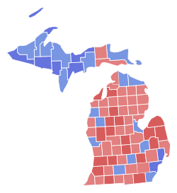 1954 Michigan gubernur hasil pemilihan peta oleh county.svg