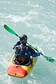 * Nomination Kayaker playboating at L'Argentière-la-Bessée's canoe stadium, on the Durance river (France). --0x010C 05:19, 11 May 2017 (UTC) * Decline Crop too close cutting right paddle and blown out highlights on the water, sorry. --W.carter 08:28, 17 May 2017 (UTC)