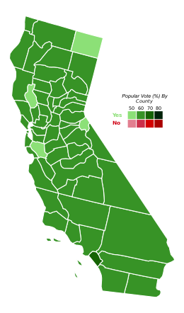 2016 California Proposition 54 resultatenkaart door county.svg