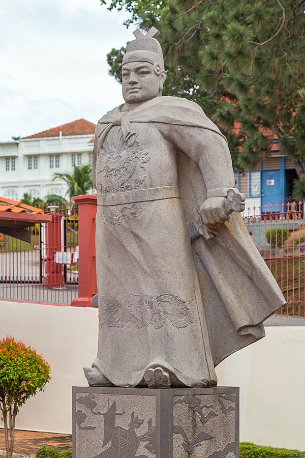 Statue from a modern monument to Zheng He at the Stadthuys Museum in Malacca City, Malaysia