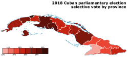 2018 Cuban parliamentary election - selective vote (by province).svg