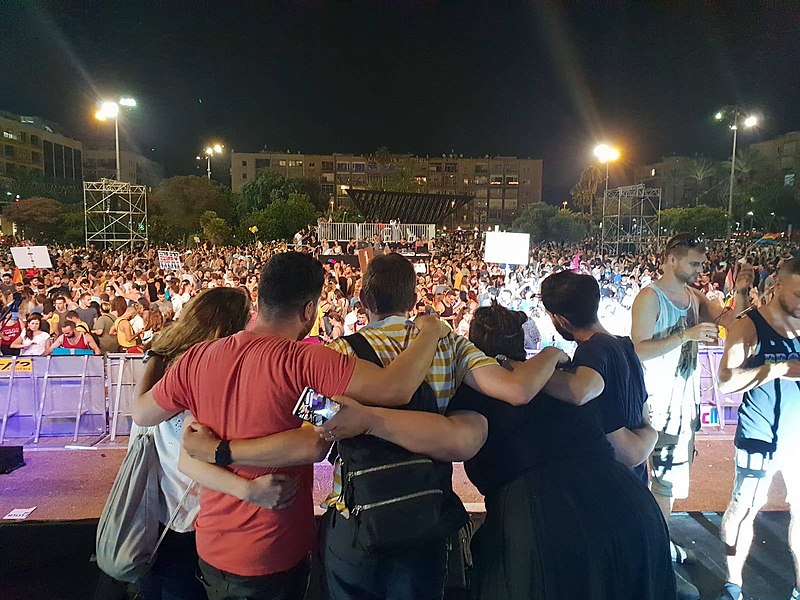 File:2018 Israeli LGBT's strike leaders on the main stage.jpg