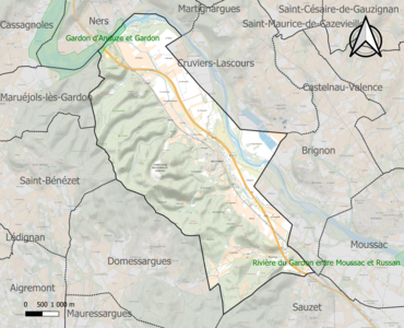 Carte de la ZNIEFF de type 1 sur la commune.