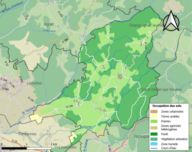 Carte en couleurs des infrastructures et de l'occupation des sols de la commune.