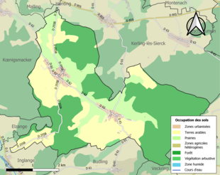 Barevná mapa znázorňující využití půdy.