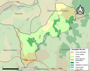 Kolorowa mapa przedstawiająca użytkowanie gruntów.