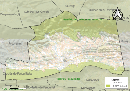 Carte des ZNIEFF de type 2 sur la commune.