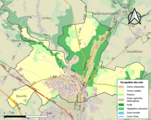 Barevná mapa znázorňující využití půdy.